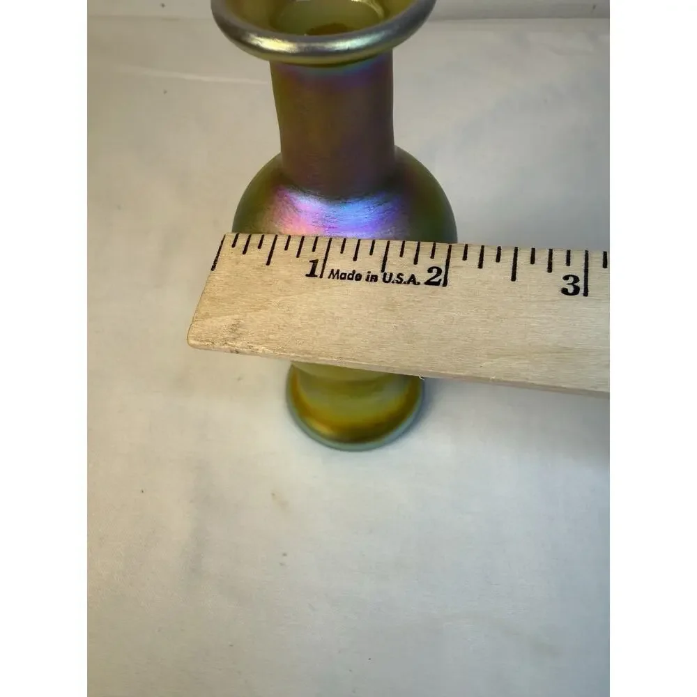 Signed Carl Randke Phoenix Studios Gold Iridescent Art Glass Bud Vase PP18GL